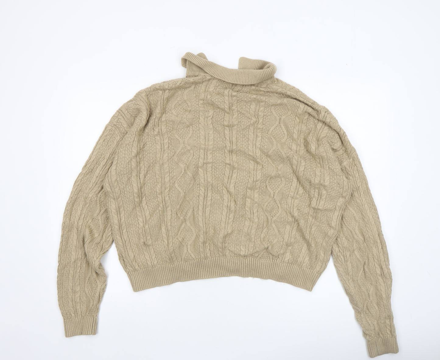 ASOS DESIGN Women’s Beige Cable-Knit Collared Jumper XL Acrylic