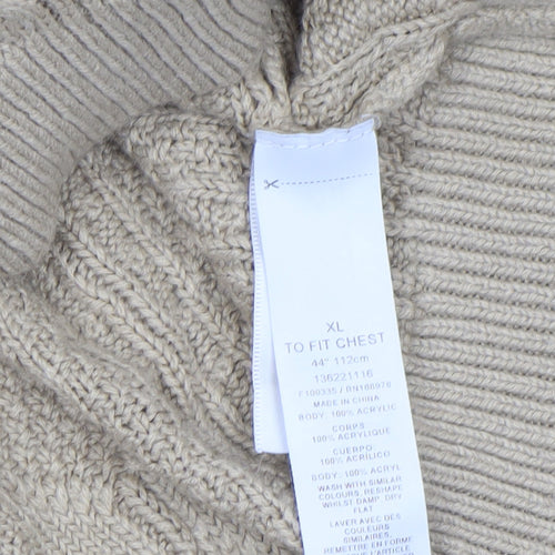ASOS DESIGN Women’s Beige Cable-Knit Collared Jumper XL Acrylic