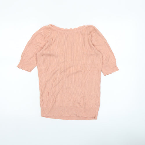 Oasis Women’s Pink Scoop Neck Short Sleeve Knit Jumper Size 12