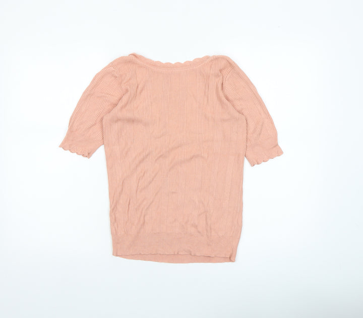 Oasis Women’s Pink Scoop Neck Short Sleeve Knit Jumper Size 12