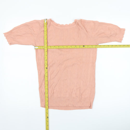Oasis Women’s Pink Scoop Neck Short Sleeve Knit Jumper Size 12