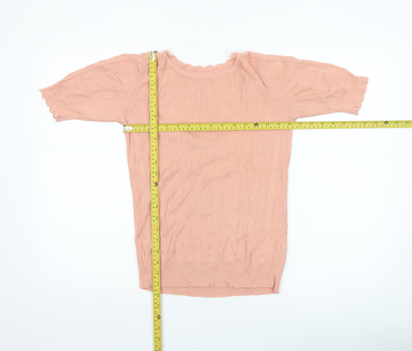 Oasis Women’s Pink Scoop Neck Short Sleeve Knit Jumper Size 12