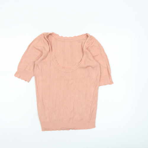 Oasis Women’s Pink Scoop Neck Short Sleeve Knit Jumper Size 12