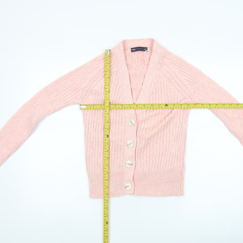 Marks and Spencer Womens Pink XS Rib Knit Button Cardigan