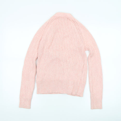 Marks and Spencer Womens Pink XS Rib Knit Button Cardigan