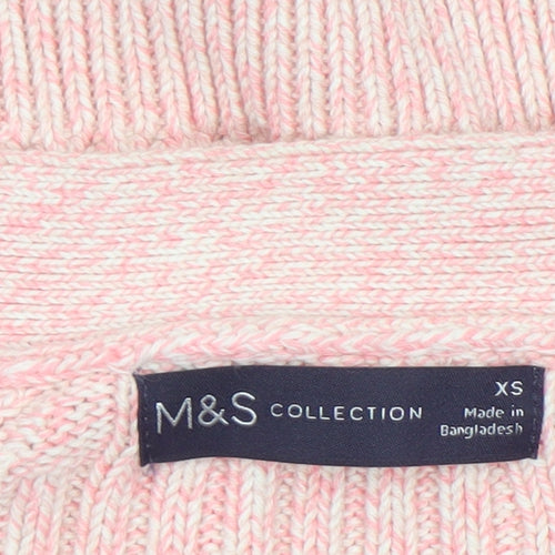 Marks and Spencer Womens Pink XS Rib Knit Button Cardigan