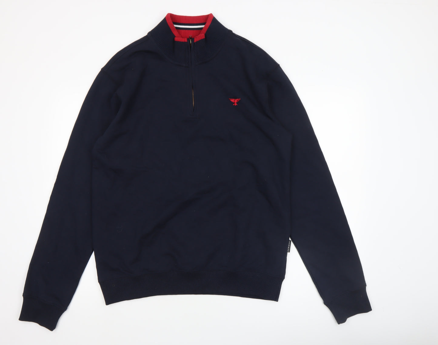 Phenix Men's Blue 1/2 Zip Cotton Sweatshirt L High Neck Logo