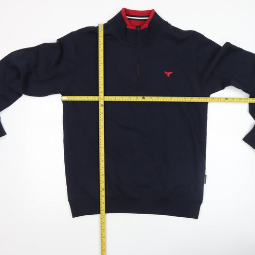 Phenix Men's Blue 1/2 Zip Cotton Sweatshirt L High Neck Logo