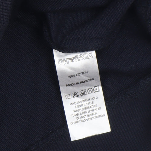 Phenix Men's Blue 1/2 Zip Cotton Sweatshirt L High Neck Logo
