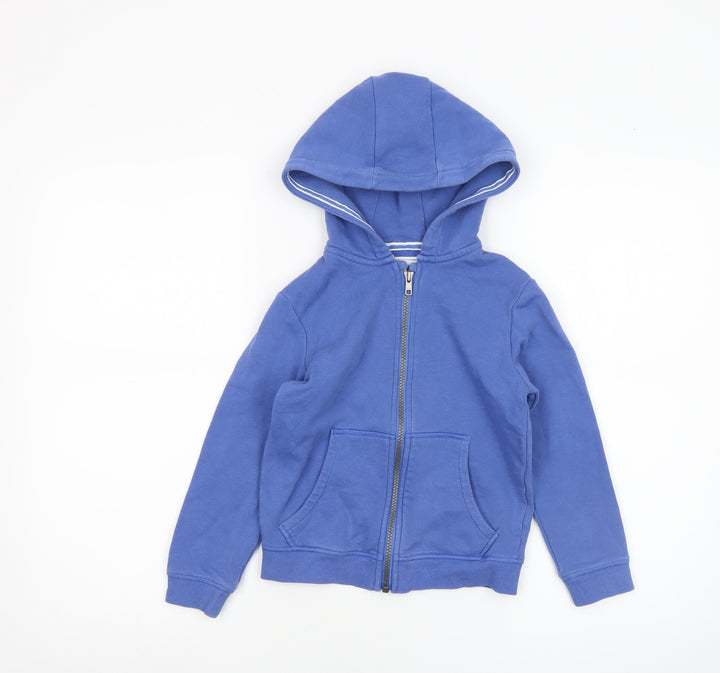 Marks and Spencer Boys Blue Full Zip Hoodie 5-6 Years Cotton Blend