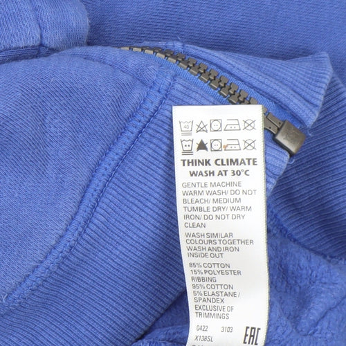 Marks and Spencer Boys Blue Full Zip Hoodie 5-6 Years Cotton Blend
