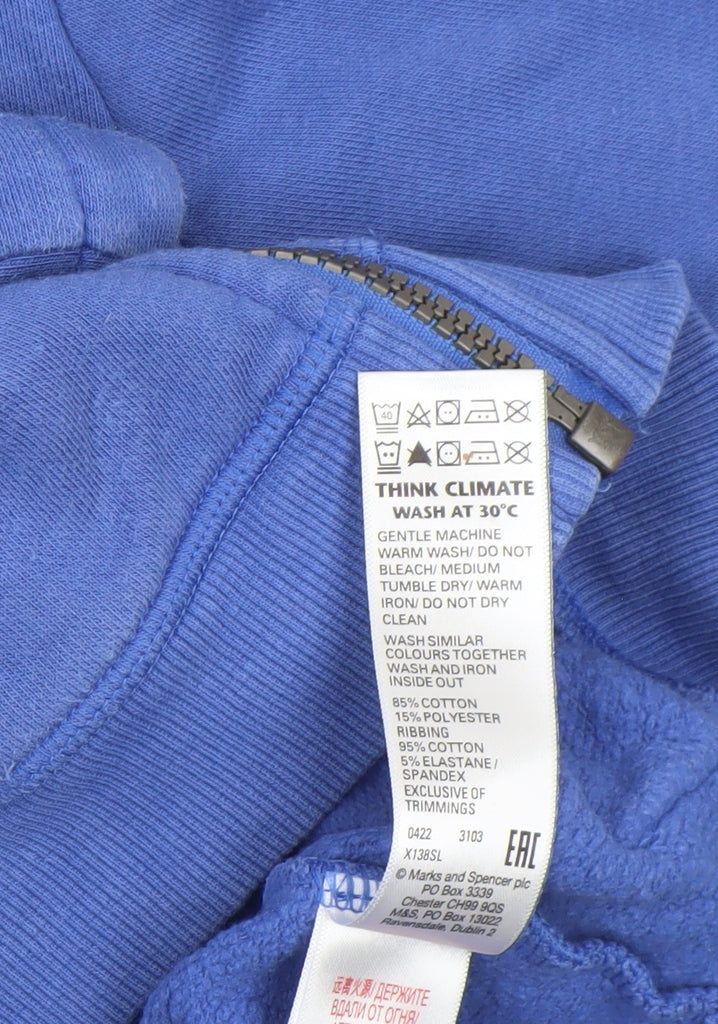 Marks and Spencer Boys Blue Full Zip Hoodie 5-6 Years Cotton Blend