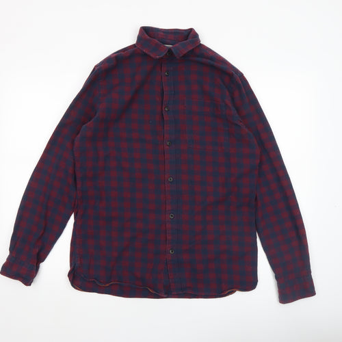 Jack & Jones Men's Red Check Flannel Long Sleeve Shirt Size M