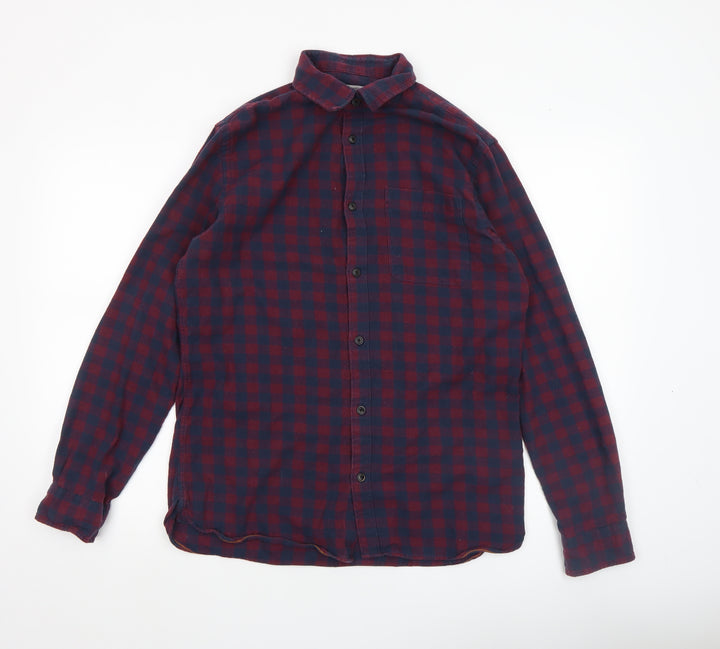 Jack & Jones Men's Red Check Flannel Long Sleeve Shirt Size M