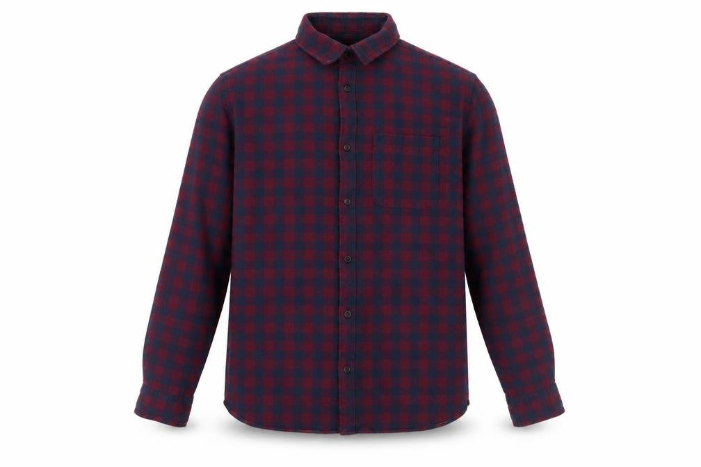 Front view of Jack & Jones Men's Red Check Flannel Long Sleeve Shirt, size M