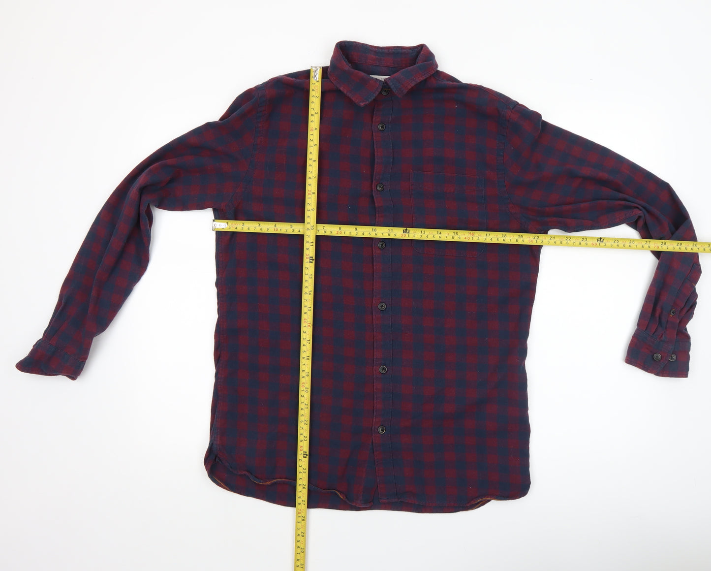 Jack & Jones Men's Red Check Flannel Long Sleeve Shirt Size M
