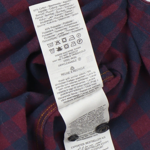 Jack & Jones Men's Red Check Flannel Long Sleeve Shirt Size M