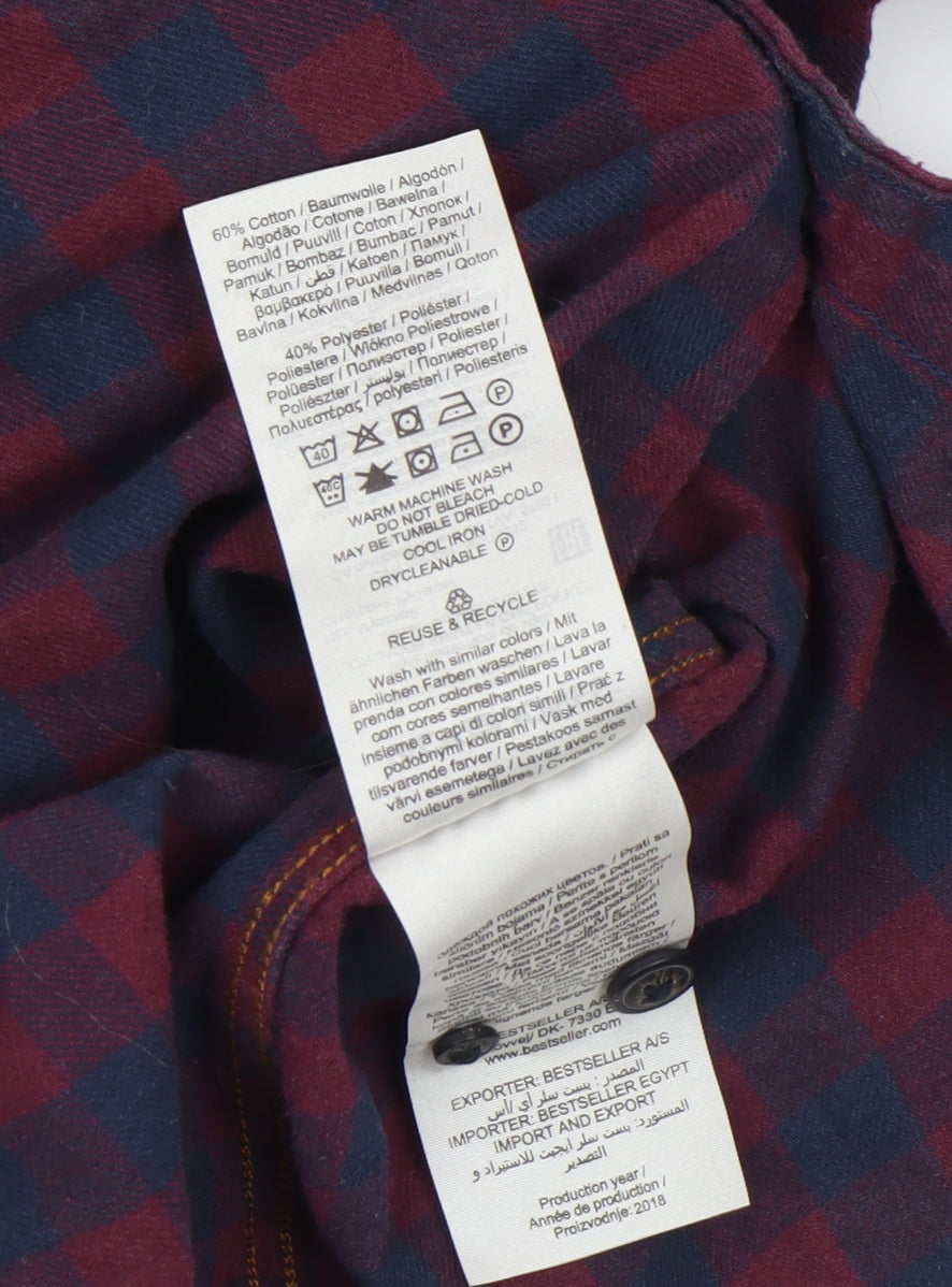 Jack & Jones Men's Red Check Flannel Long Sleeve Shirt Size M