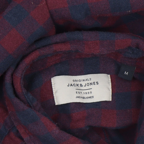 Jack & Jones Men's Red Check Flannel Long Sleeve Shirt Size M