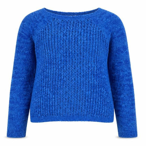 Tu Women Blue Open-Knit Crew Neck Long Sleeve Jumper Size 12