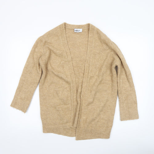 Isabella D Women Beige Wool Blend Open Front Cardigan S/M