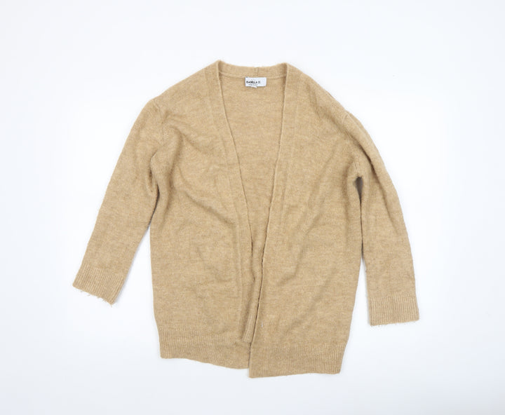 Isabella D Women Beige Wool Blend Open Front Cardigan S/M