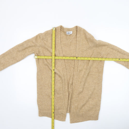 Isabella D Women Beige Wool Blend Open Front Cardigan S/M