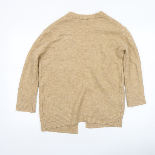 Isabella D Women Beige Wool Blend Open Front Cardigan S/M