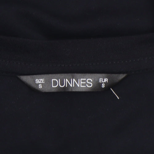 Dunnes Women’s Black Embroidered Cotton Short Sleeve T-Shirt Size S