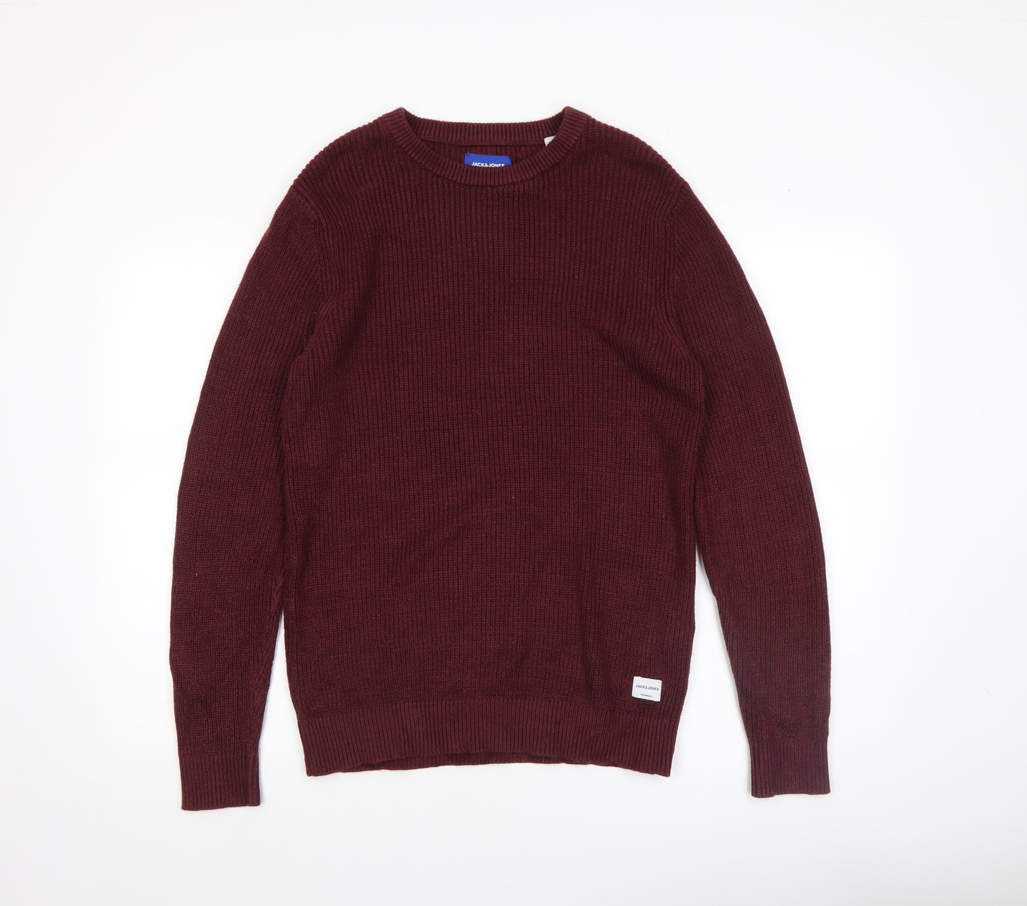 Jack & Jones Men's Red Knit Crew Neck Pullover Jumper Size L