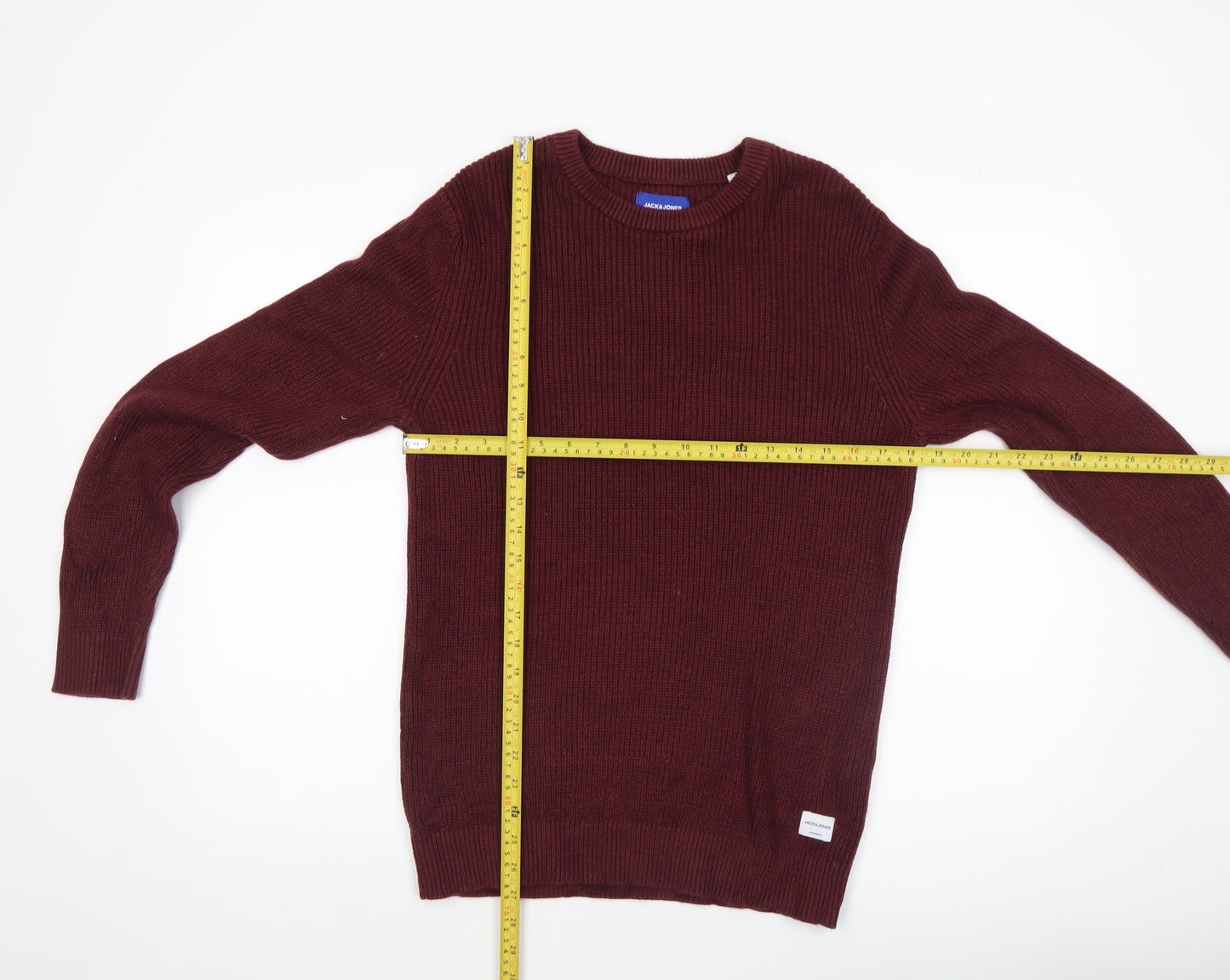 Jack & Jones Men's Red Knit Crew Neck Pullover Jumper Size L