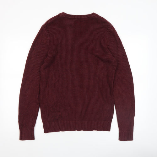 Jack & Jones Men's Red Knit Crew Neck Pullover Jumper Size L