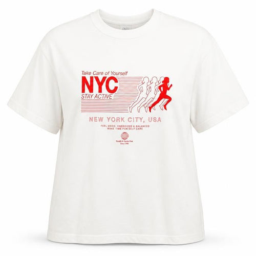 Marks and Spencer Women's White NYC Graphic Cotton T-Shirt Size 16