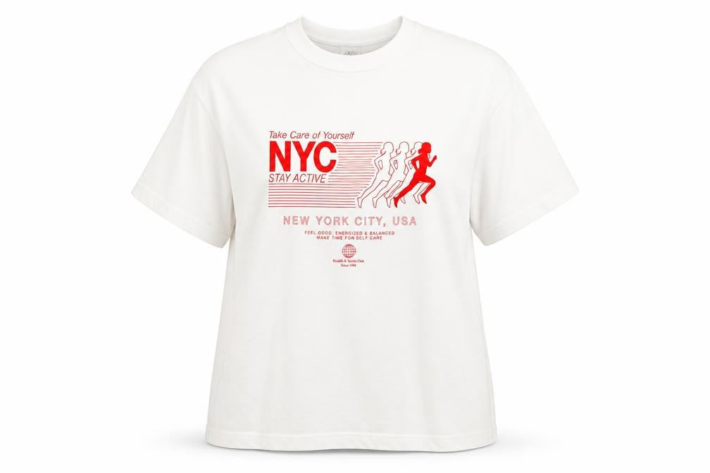Marks and Spencer Women's White NYC Graphic Cotton T-Shirt Size 16