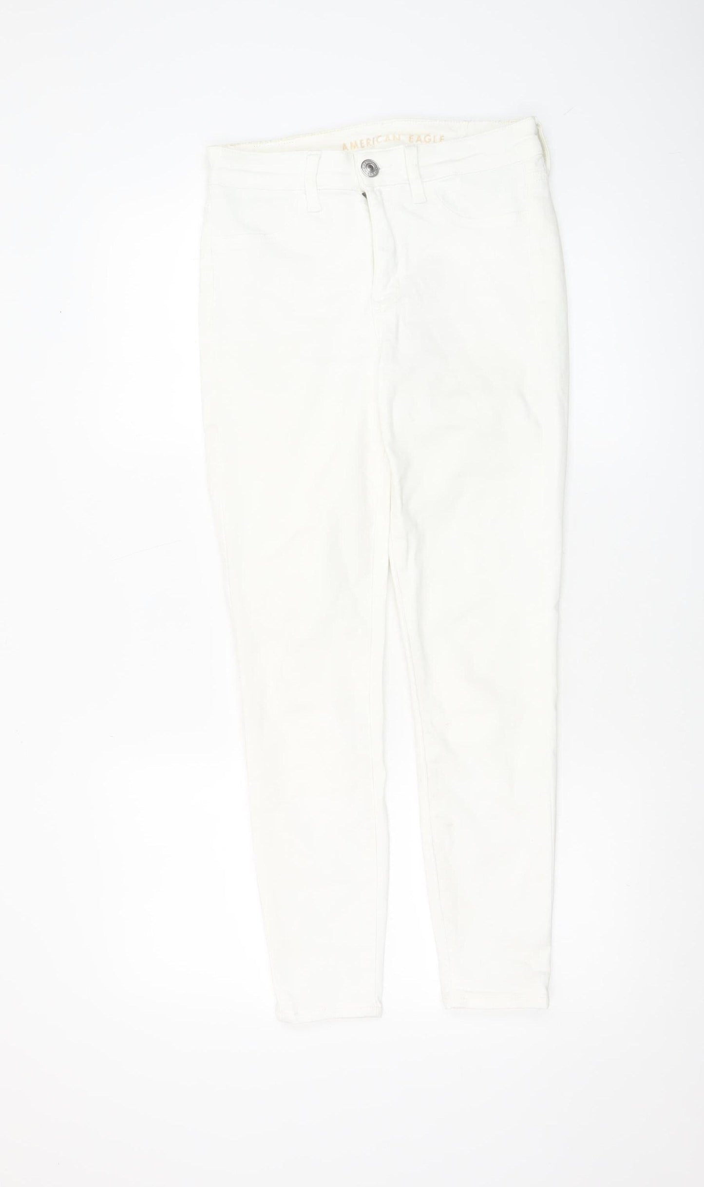 American Eagle Women’s White Skinny Jeans Size 8 Short High Rise Denim