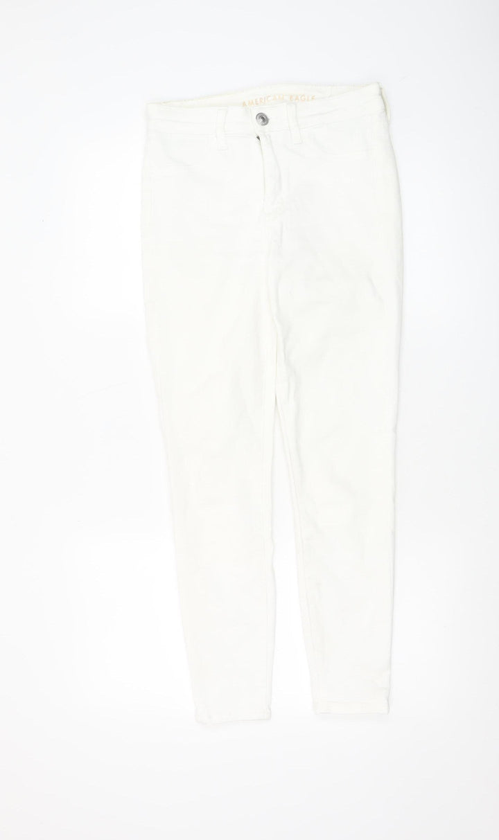 American Eagle Women’s White Skinny Jeans Size 8 Short High Rise Denim