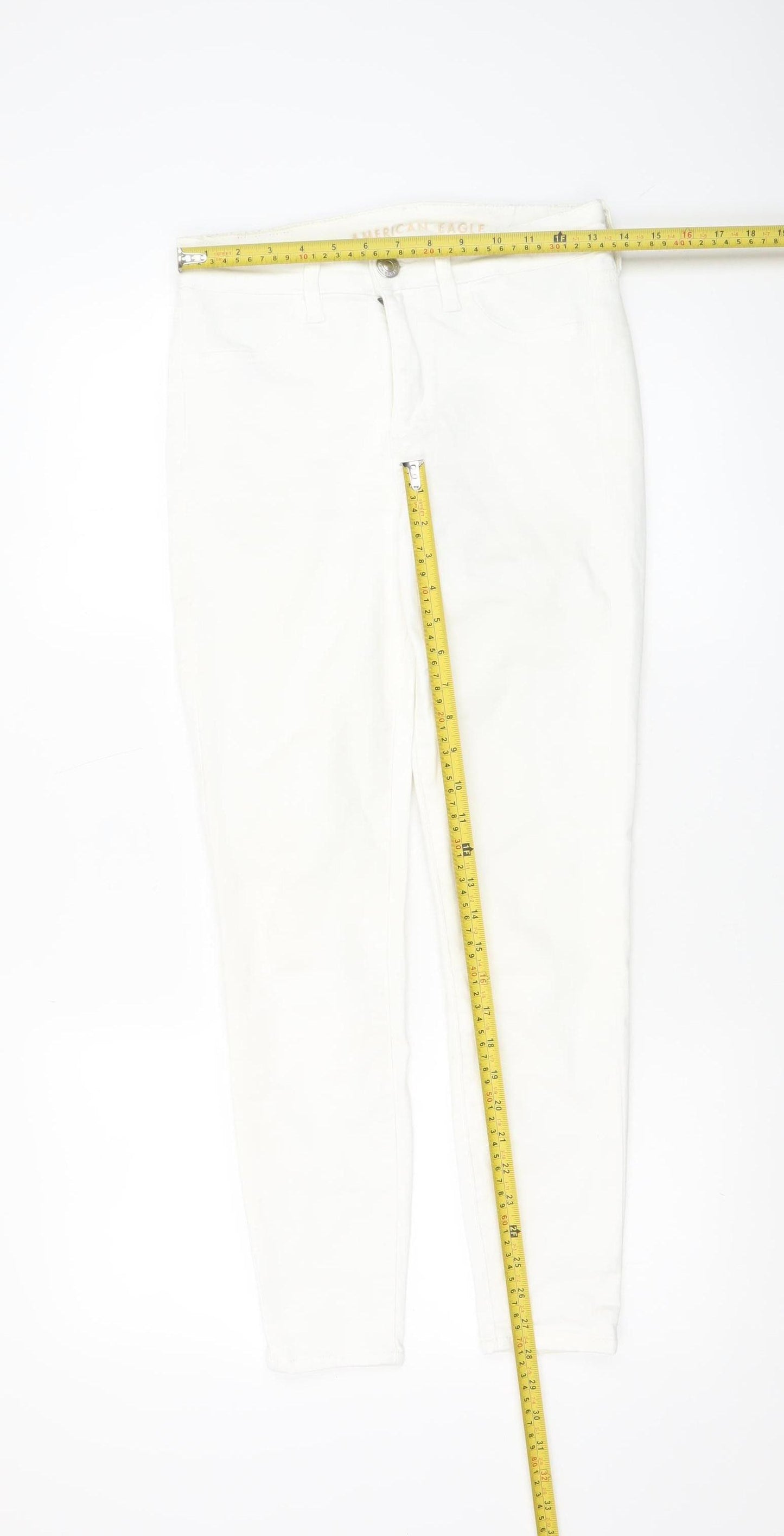 American Eagle Women’s White Skinny Jeans Size 8 Short High Rise Denim