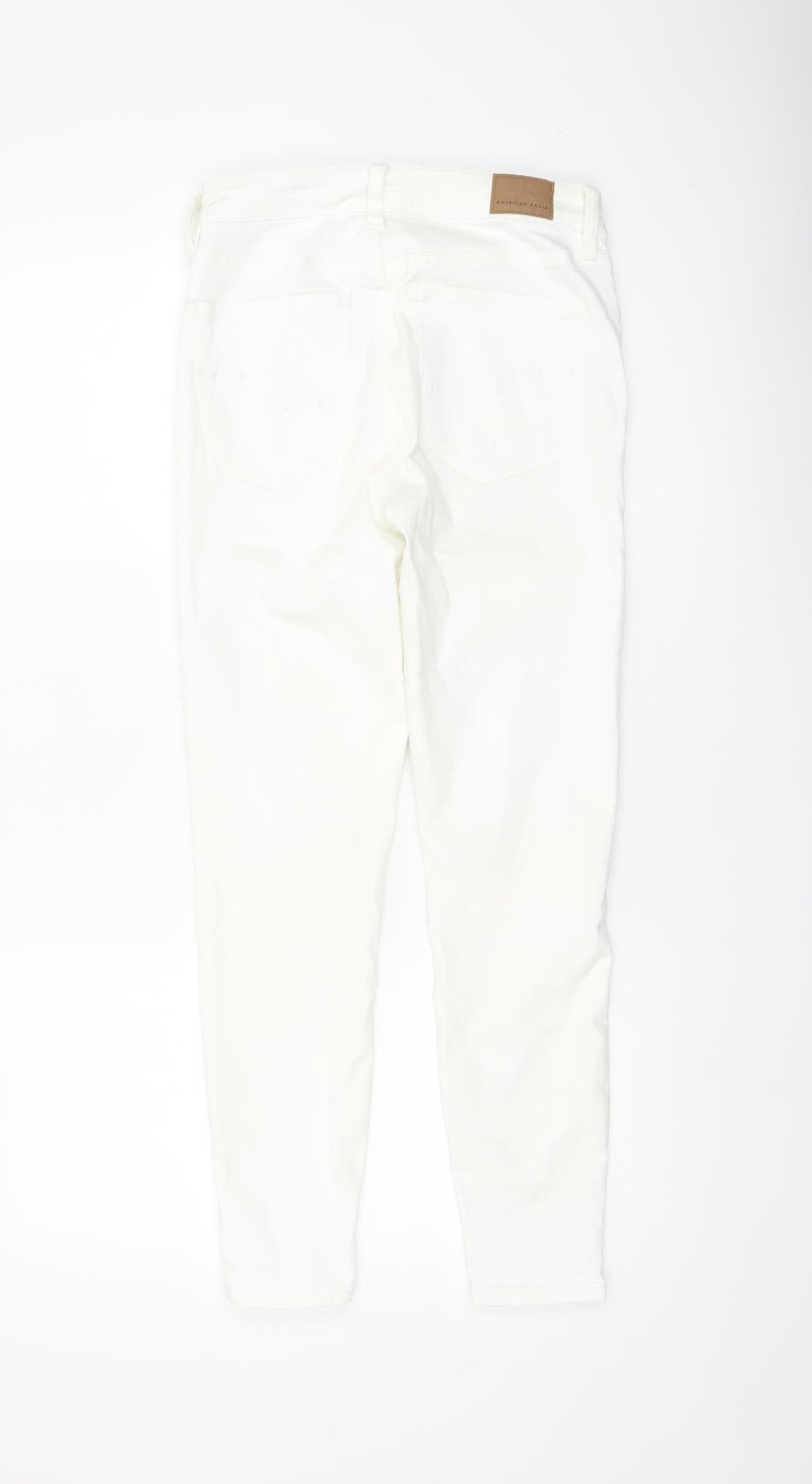 American Eagle Women’s White Skinny Jeans Size 8 Short High Rise Denim