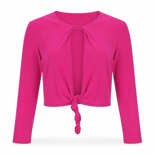 Pull&Bear Women’s Pink Cropped Long Sleeve Tie Front Blouse Size L
