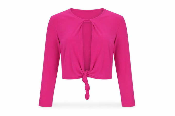 Pull&Bear Women’s Pink Cropped Long Sleeve Tie Front Blouse Size L