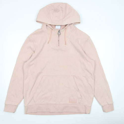 Lonsdale Women Pink 1/4 Zip Hoodie Size 14 Cotton Blend Casual
