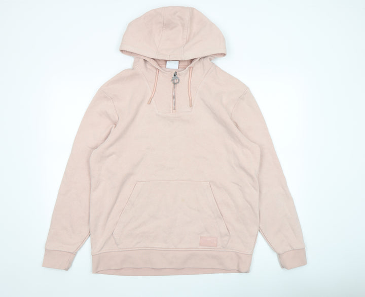 Lonsdale Women Pink 1/4 Zip Hoodie Size 14 Cotton Blend Casual