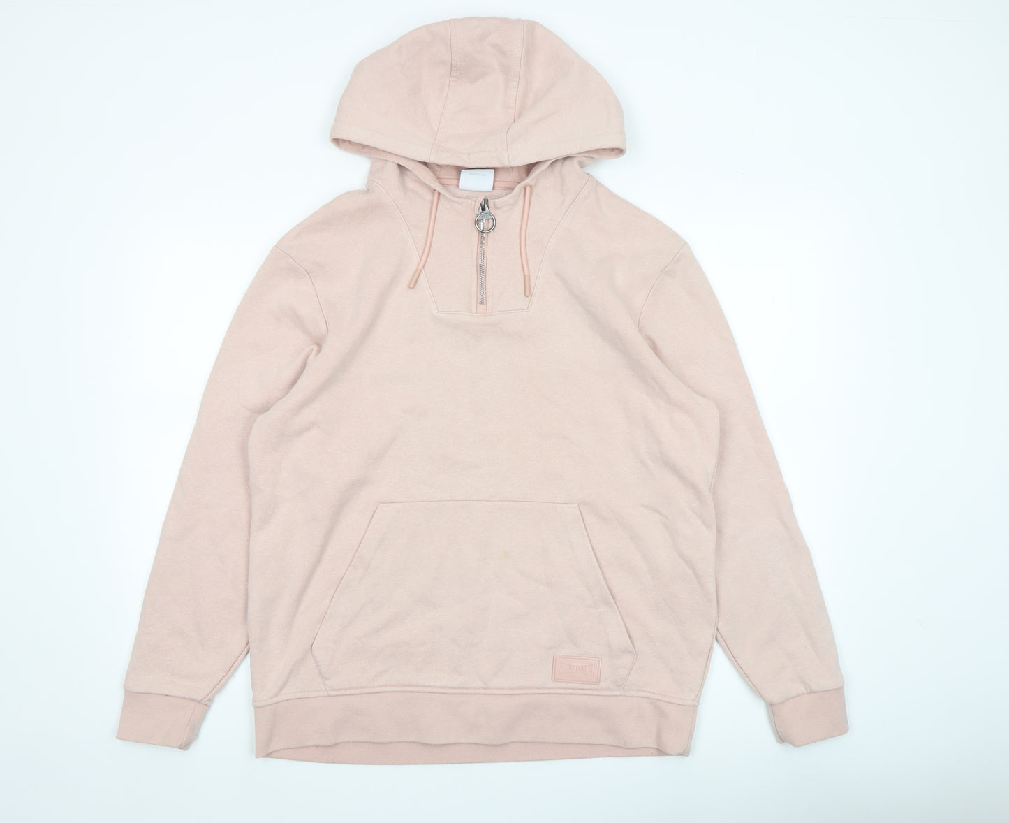Lonsdale Women Pink 1/4 Zip Hoodie Size 14 Cotton Blend Casual