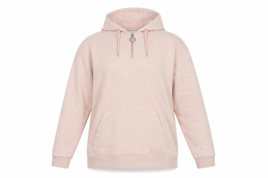Front view of Lonsdale Women Pink 1/4 Zip Hoodie, size 14, Cotton Blend Casual