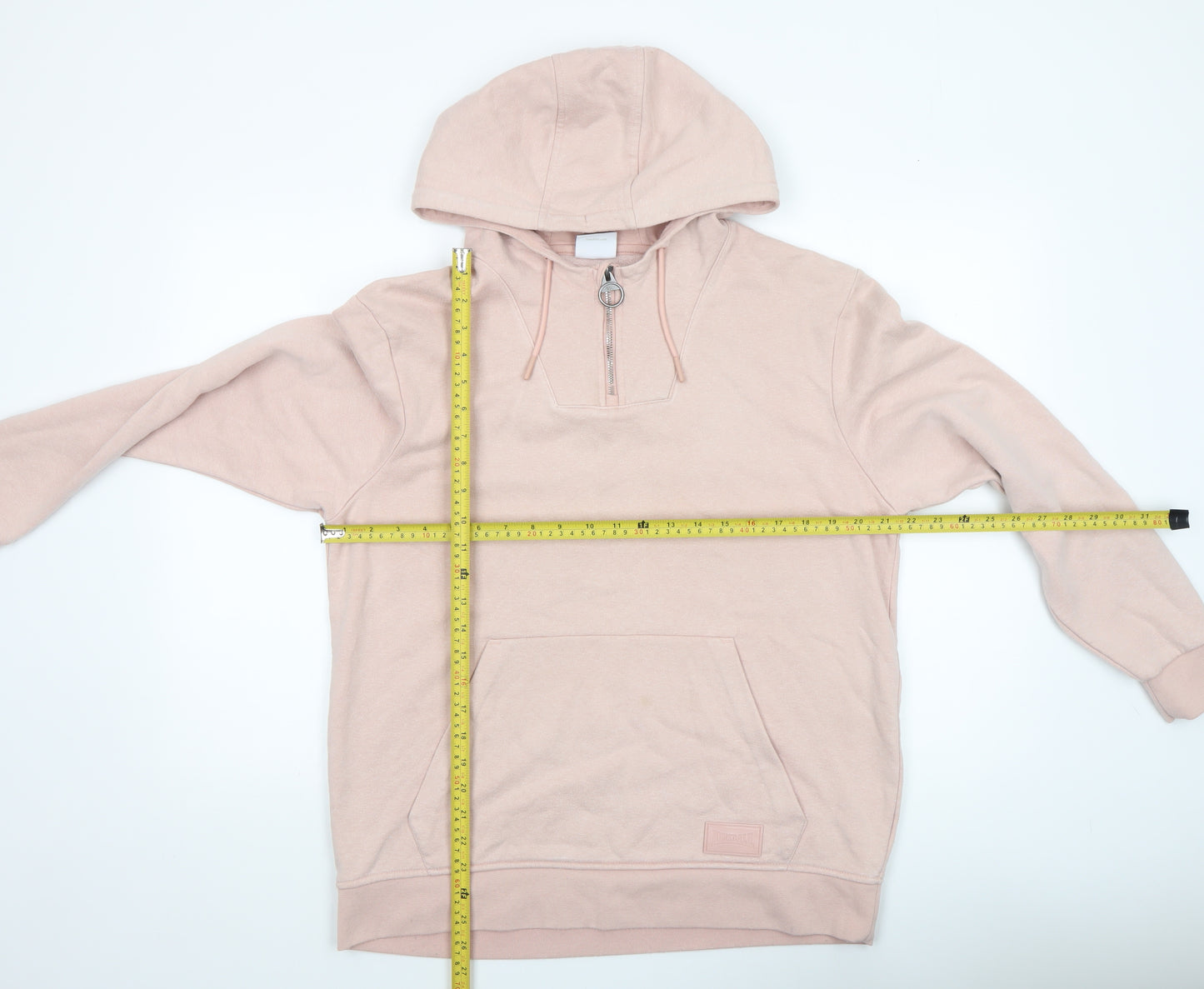 Lonsdale Women Pink 1/4 Zip Hoodie Size 14 Cotton Blend Casual