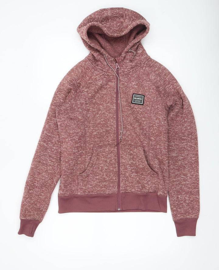 Billabong Womens Pink Full Zip Hoodie Small Polyester Casual