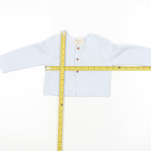 Primark Blue Knit Baby Cardigan 6-9 Months Unisex Long Sleeve Cotton Blend