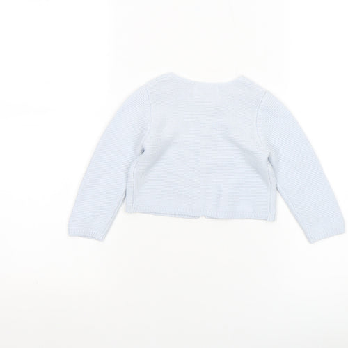 Primark Blue Knit Baby Cardigan 6-9 Months Unisex Long Sleeve Cotton Blend