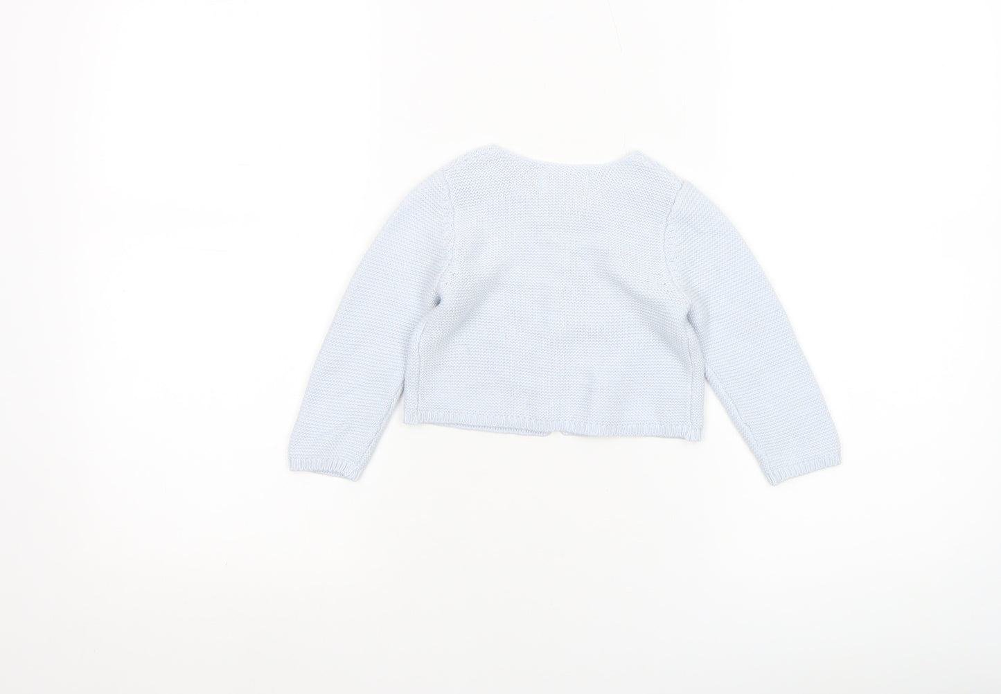 Primark Blue Knit Baby Cardigan 6-9 Months Unisex Long Sleeve Cotton Blend