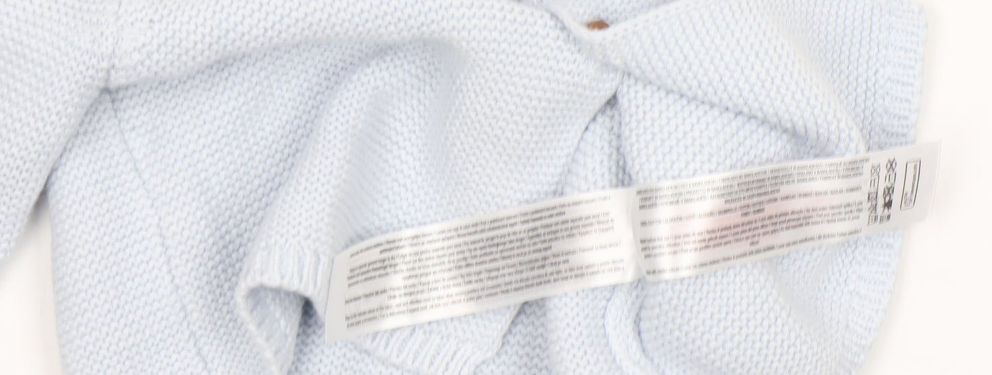 Primark Blue Knit Baby Cardigan 6-9 Months Unisex Long Sleeve Cotton Blend